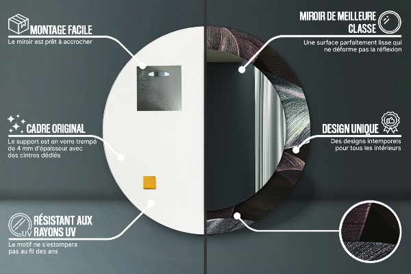 Runder spiegel bedrucktem rahmen Dunkle tropische Blätter