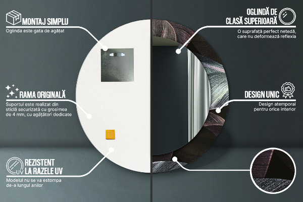 Runder spiegel bedrucktem rahmen Dunkle tropische Blätter