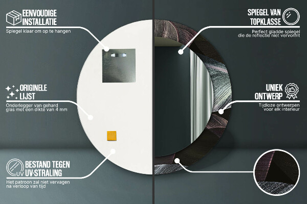 Runder spiegel bedrucktem rahmen Dunkle tropische Blätter