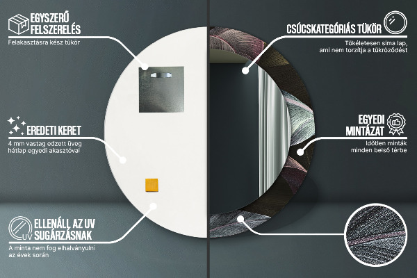 Runder spiegel bedrucktem rahmen Dunkle tropische Blätter