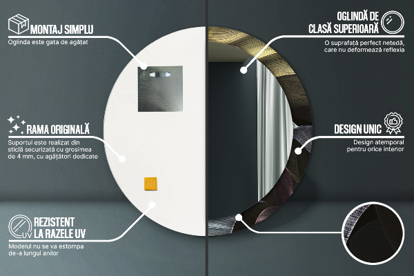 Runder spiegel bedrucktem rahmen Dunkle tropische Blätter