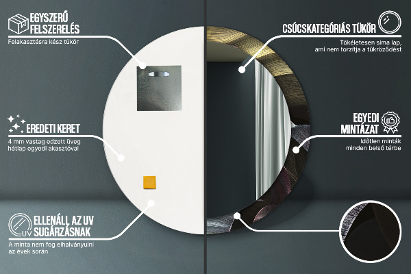 Runder spiegel bedrucktem rahmen Dunkle tropische Blätter