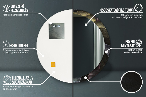 Runder spiegel bedrucktem rahmen Dunkle tropische Blätter