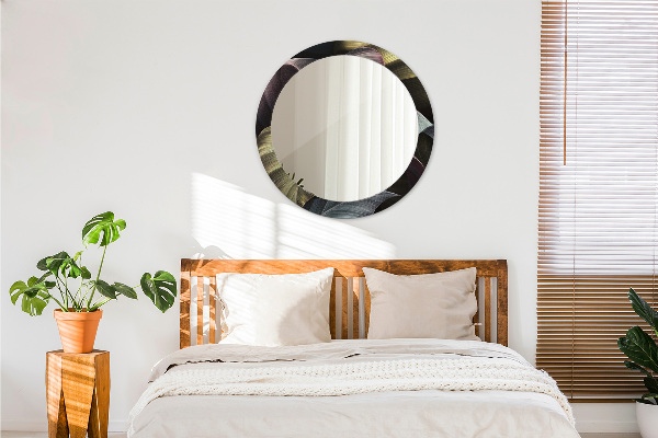 Runder spiegel bedrucktem rahmen Dunkle tropische Blätter