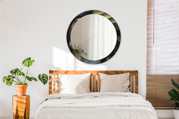 Runder spiegel bedrucktem rahmen Dunkle tropische Blätter