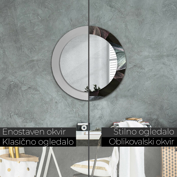 Runder spiegel bedrucktem rahmen Dunkle tropische Blätter