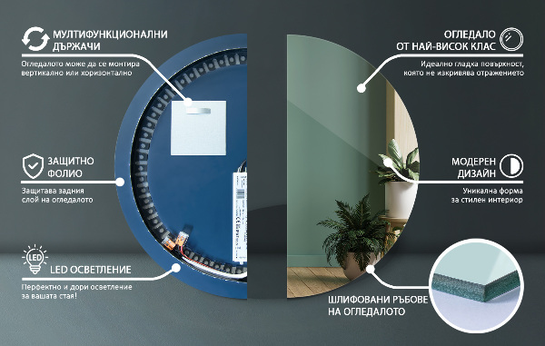 Modern led spiegel runde fi 50 cm