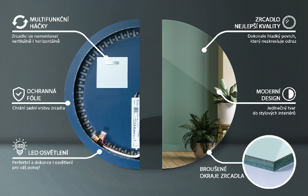 Deko led spiegel runde fi 60 cm