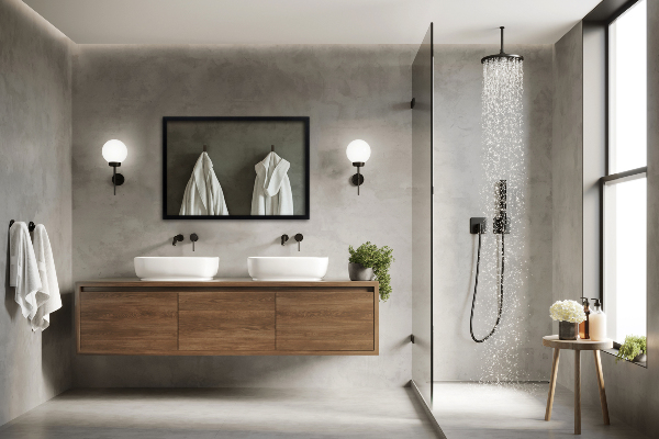 Badezimmer spiegel rechteckiger schwarz rahmen 80x60 cm