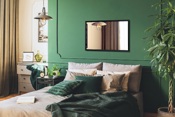 Rechteckiger spiegel für schlafzimmer schwarz rahmen 80x60 cm