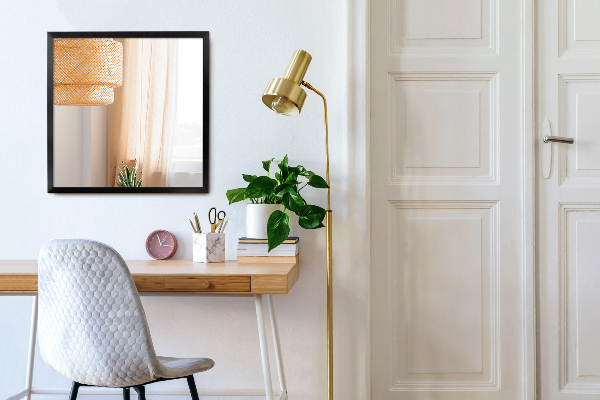 Spiegel für wohnzimmer rechteckig mit schwarzem rahmen 100x70 cm