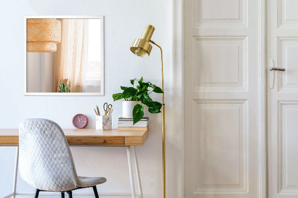 Spiegel für wohnzimmer rechteckig mit weißem rahmen 100x70 cm