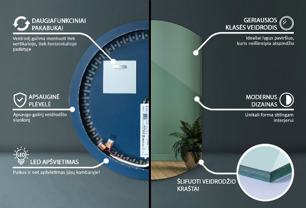 LED abgeschnittener spiegel 84x100 cm