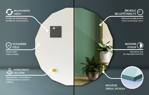 Spiegel in Polygonform moderne Ergänzung 100x100 cm