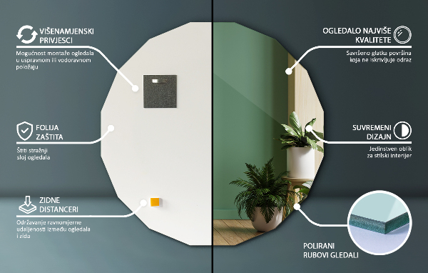 Geometrischer Spiegel originelle Form 50x50 cm