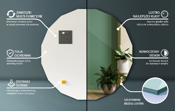 Polygonale Spiegel ästhetisch 80x80 cm