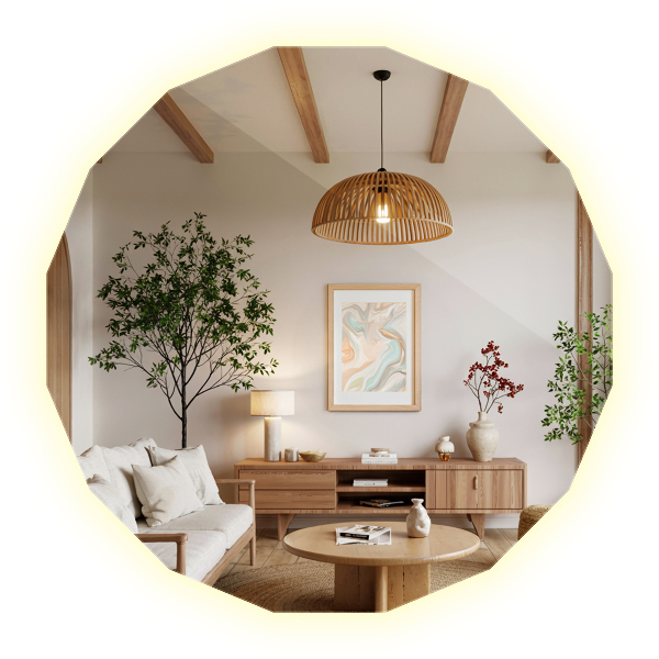 Spiegel in Polygonform LED 100x100 cm