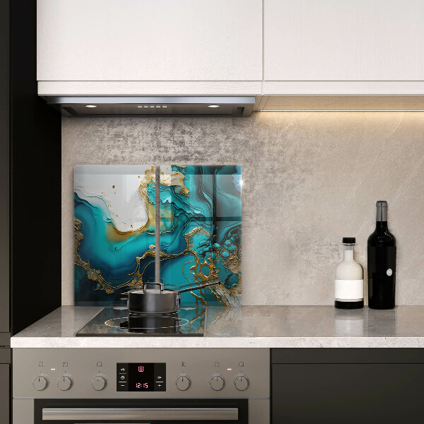 Herdabdeckung Türkisfarbene Abstraktion
