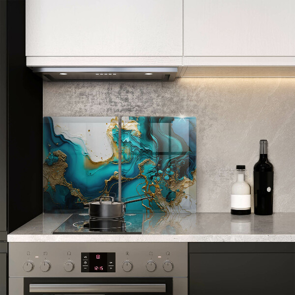 Herdabdeckung Türkisfarbene Abstraktion