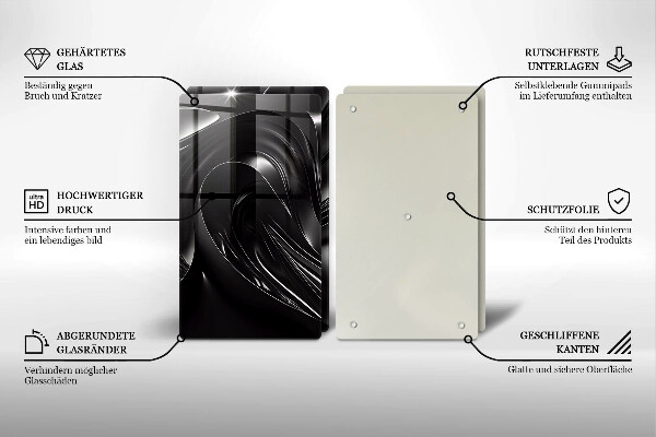 Herdabdeckplatte glas Abstrakte schwarze Masse
