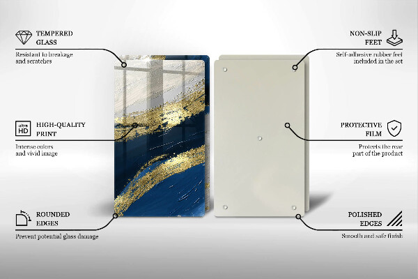 Herdabdeckplatte glas Textur mit Gold