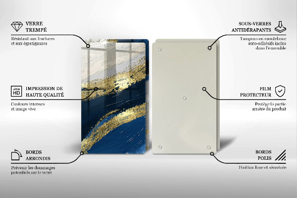 Herdabdeckplatte glas Textur mit Gold