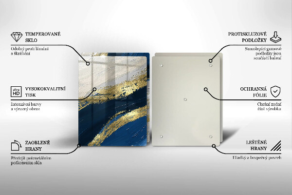 Herdabdeckplatte glas Textur mit Gold