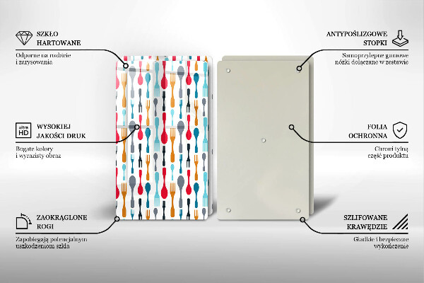 Herdabdeckplatte glas Löffelillustration