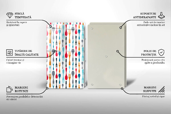 Herdabdeckplatte glas Löffelillustration