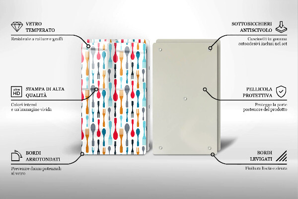 Herdabdeckplatte glas Löffelillustration