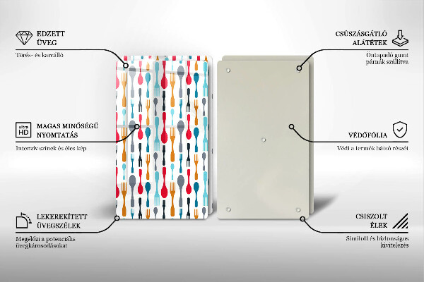 Herdabdeckplatte glas Löffelillustration