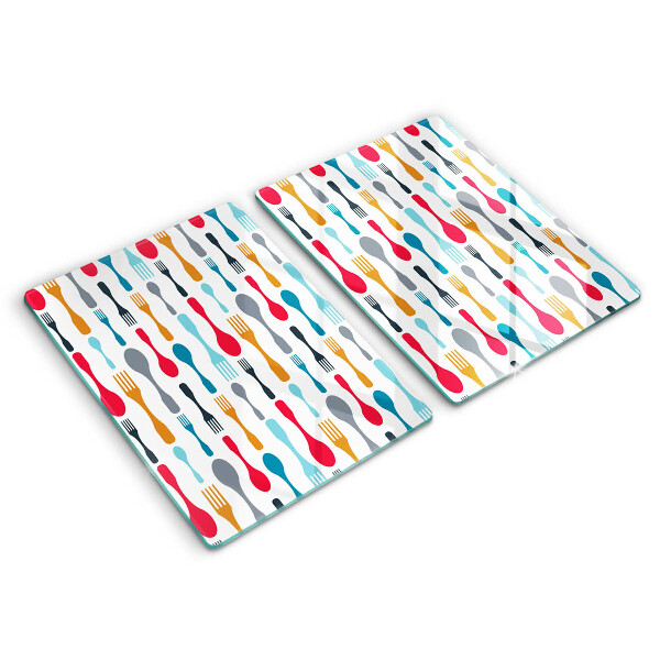 Herdabdeckplatte glas Löffelillustration