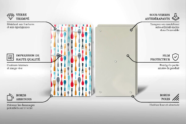 Herdabdeckplatte glas Löffelillustration