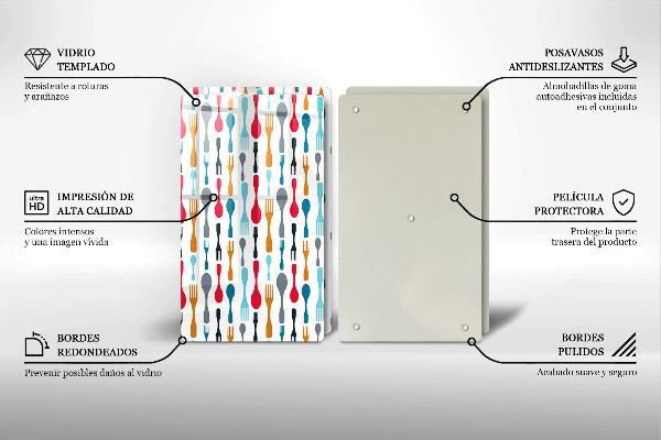 Herdabdeckplatte glas Löffelillustration