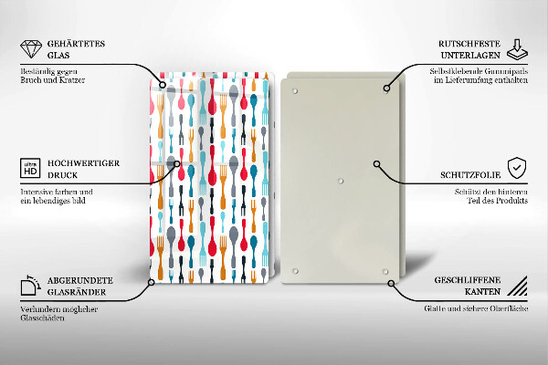 Herdabdeckplatte glas Löffelillustration