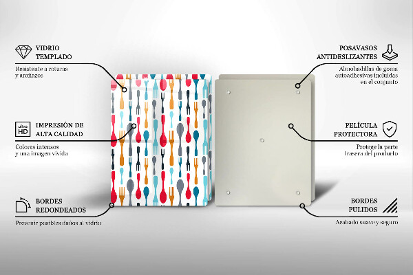 Herdabdeckplatte glas Löffelillustration
