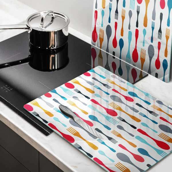 Herdabdeckplatte glas Löffelillustration