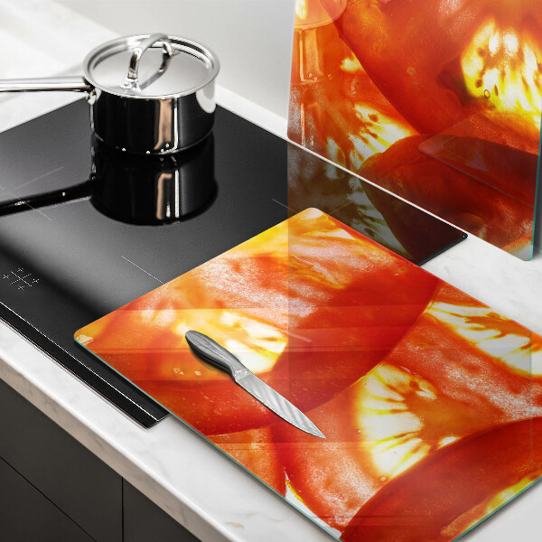 Herdabdeckplatte glas Eine Scheibe rote Tomate