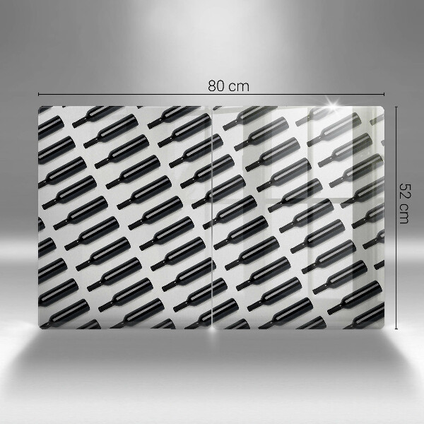 Herdabdeckplatte glas Schwarze Weinflaschen