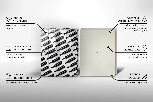 Herdabdeckplatte glas Schwarze Weinflaschen