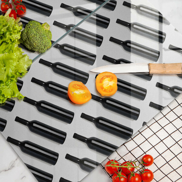 Herdabdeckplatte glas Schwarze Weinflaschen