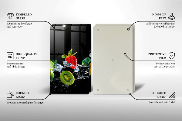 Herdabdeckplatte glas Früchte im Wasser