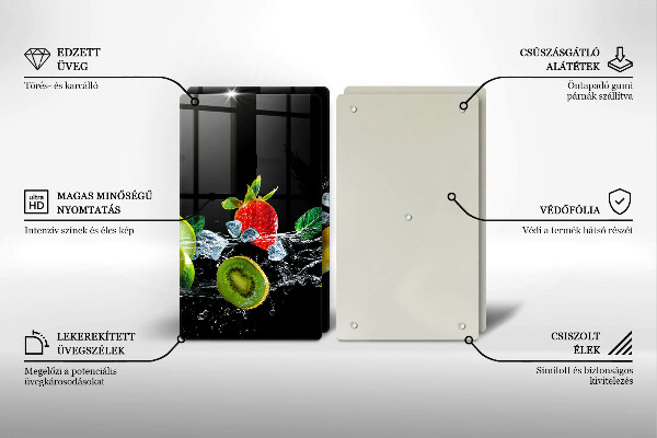 Herdabdeckplatte glas Früchte im Wasser