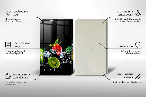 Herdabdeckplatte glas Früchte im Wasser