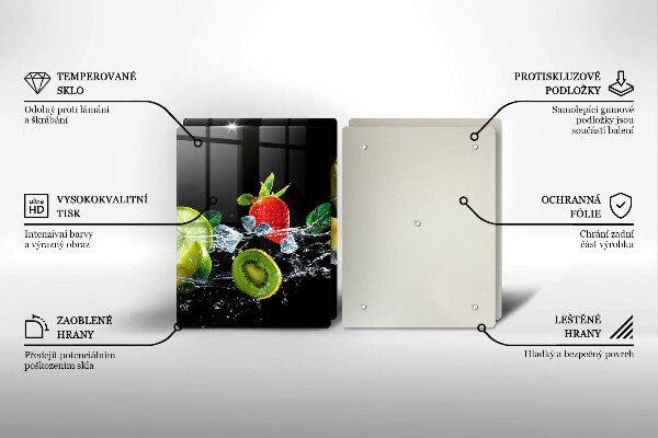 Herdabdeckplatte glas Früchte im Wasser