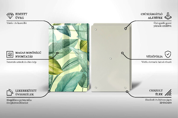 Herdabdeckplatte glas Grüne tropische Blätter