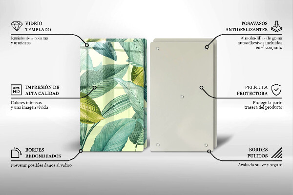 Herdabdeckplatte glas Grüne tropische Blätter