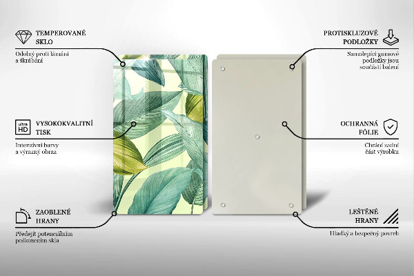 Herdabdeckplatte glas Grüne tropische Blätter