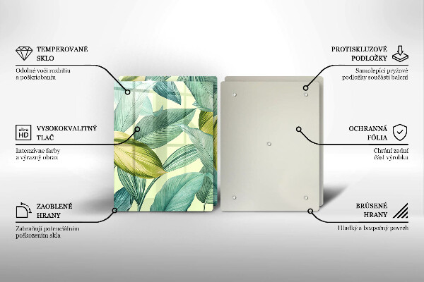 Herdabdeckplatte glas Grüne tropische Blätter