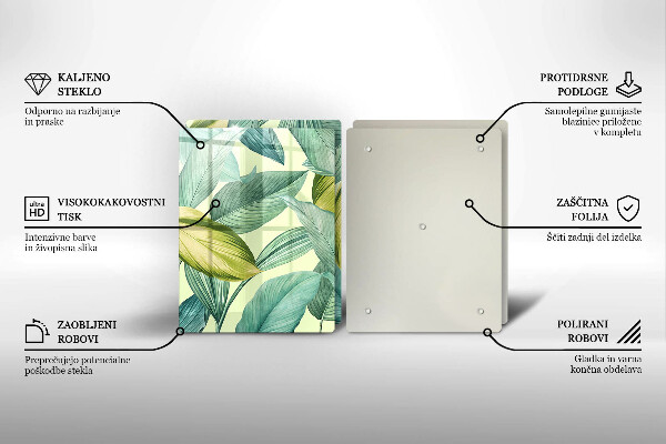 Herdabdeckplatte glas Grüne tropische Blätter